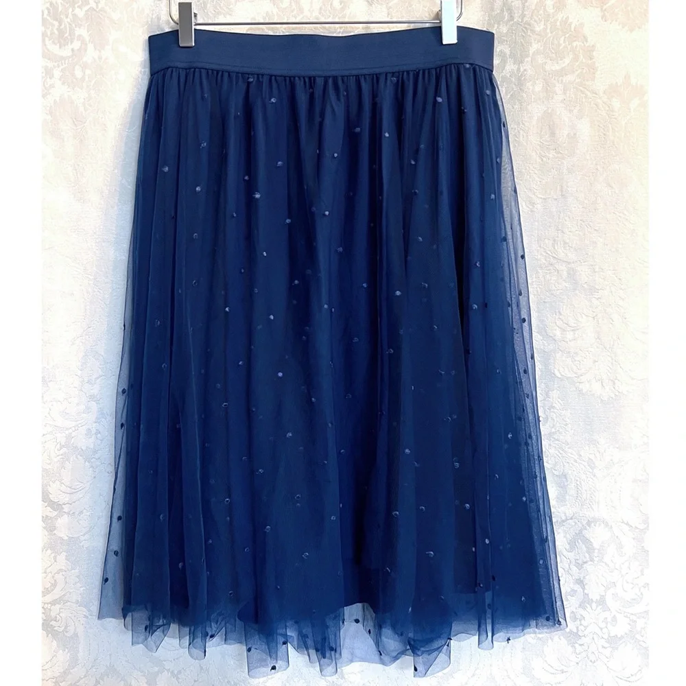 Torrid Women’s Embroidered Mesh Midi Skirt In Medieval Blue Plus Size 0X NWT - Picture 2 of 9